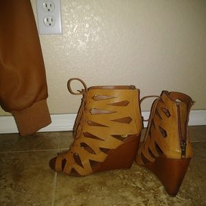 Brown wedge heels
